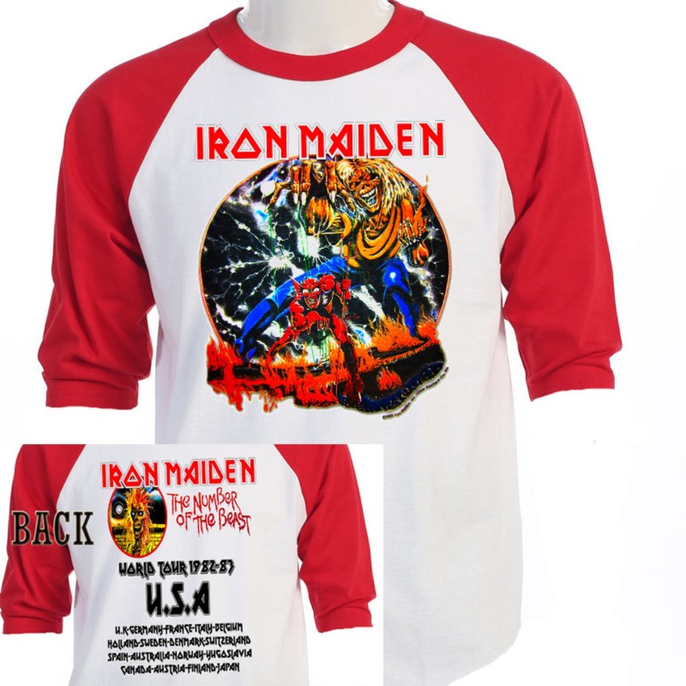 IRON MAIDEN, THE # OF THE BEAST, 2-SIDED CONCERT USA TOUR T-SHIRT MENS J-471